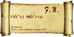 Füri Mária névjegykártya