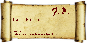 Füri Mária névjegykártya